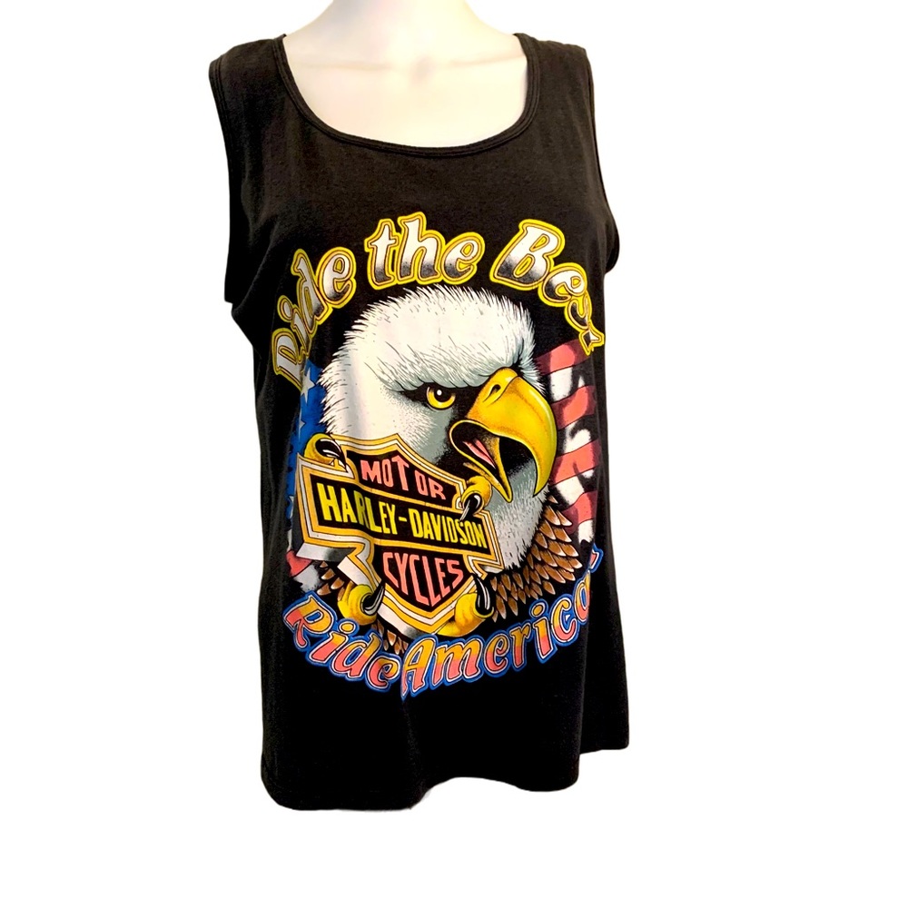 Harley Davidson vintage biker tank top. Early 80s. Vibrant colors. Normal wear.